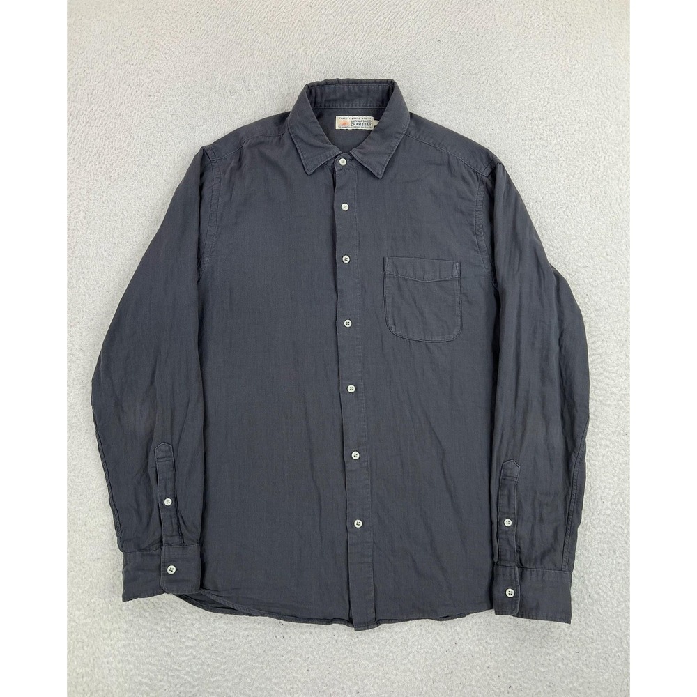 Faherty Shirt Mens Large Gray Sunwashed Chambray Button Up Long Sleeve MWS2415